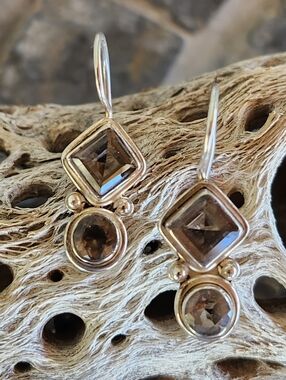 Sterling Silver Smoky Topaz Gemstone Earrings